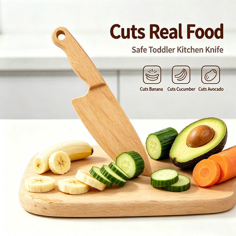Kitchen Appliances Kids - Faca infantil de madeira para cozinhar,