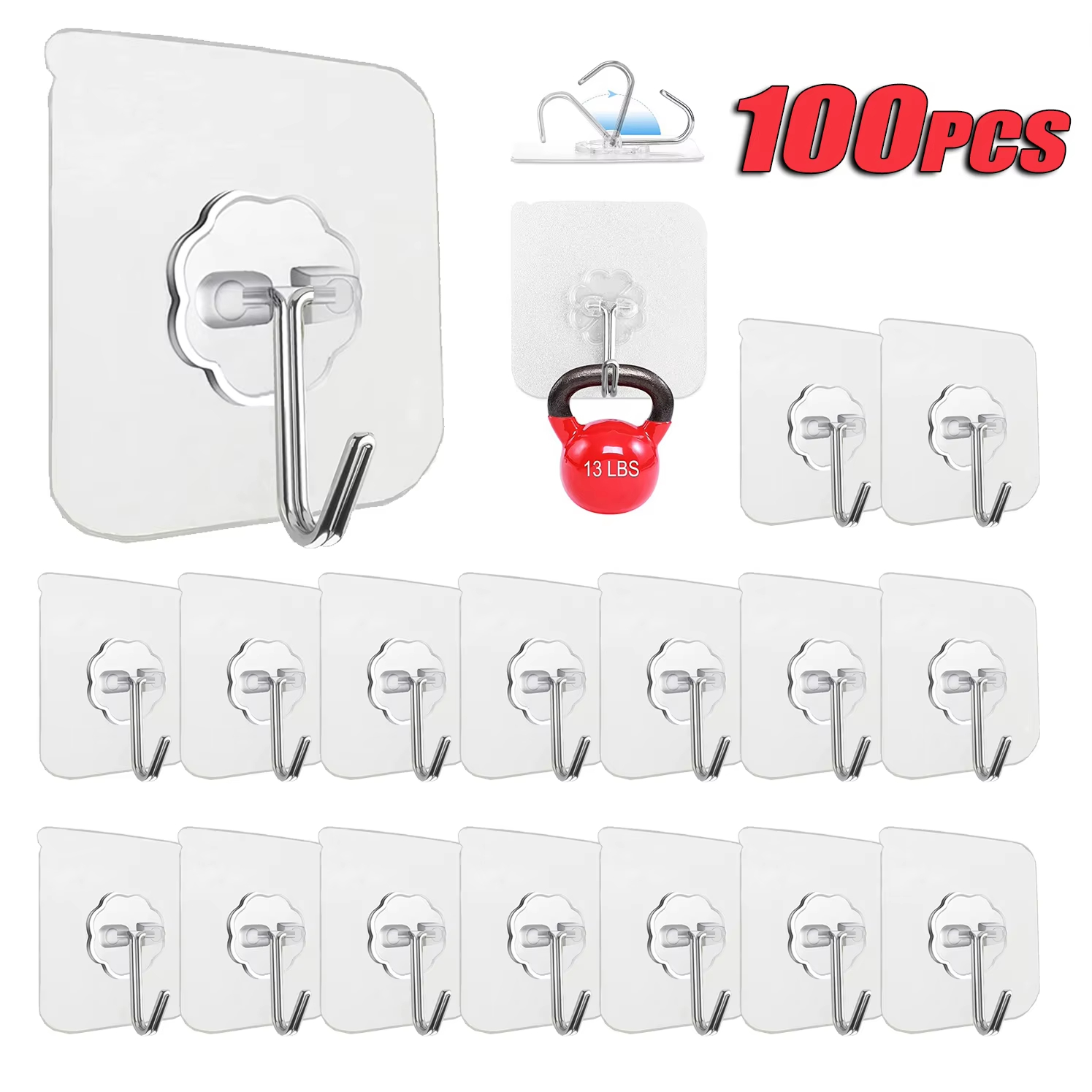 Kitchen Appliances Holder - Ganchos autoadesivos de aço inoxidável transparente