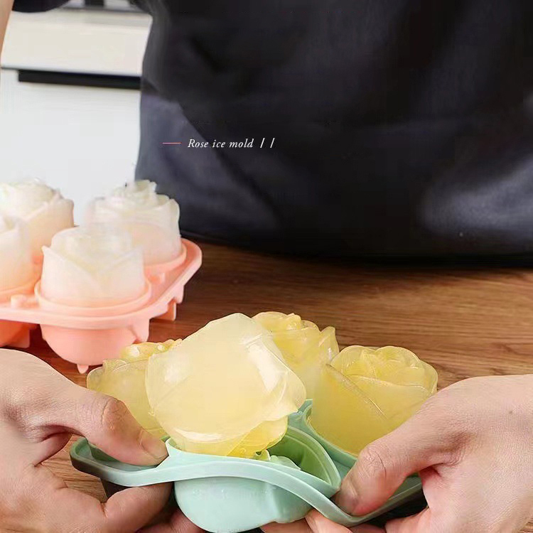 Moldes de gelo rosa 3d, 4 bura - Kitchen Appliances Holder avaliação e preço